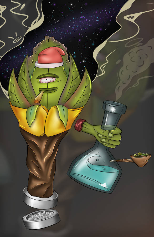 Let's Get Lit With Cartoon Weed! Wallpaper