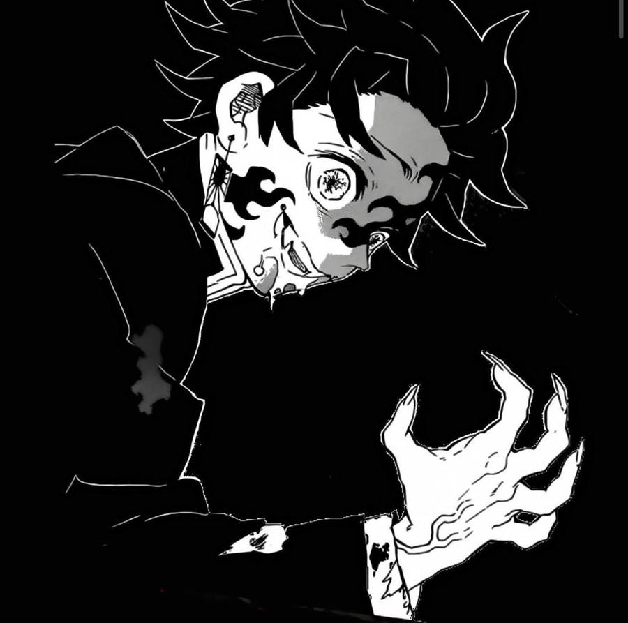 Light And Darkness Battle One Another In Demon Slayer Black And White Wallpaper