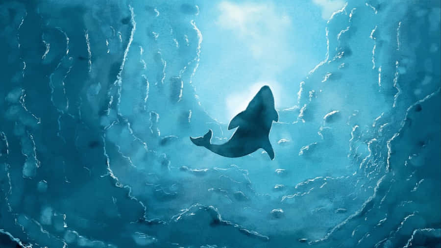 Light Blue Deep Ocean Whale Laptop Wallpaper
