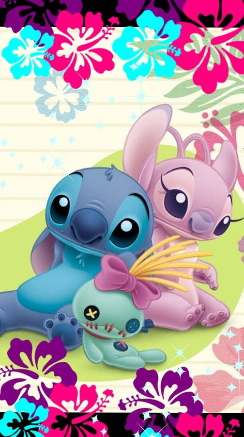 Disney's Stitch And Angel With Scrump His Teddy Really Cute