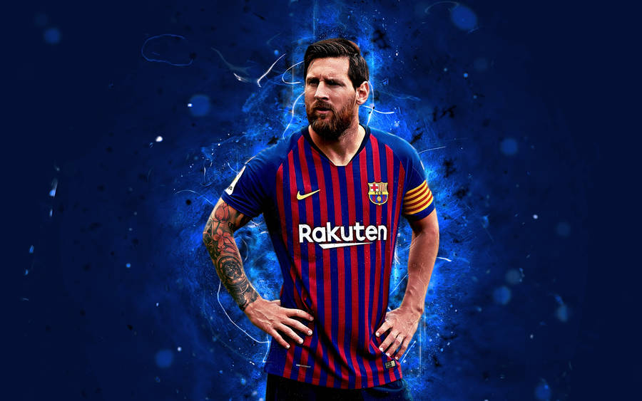 Download free Lionel Messi Abstract Blue Edit Wallpaper - MrWallpaper.com