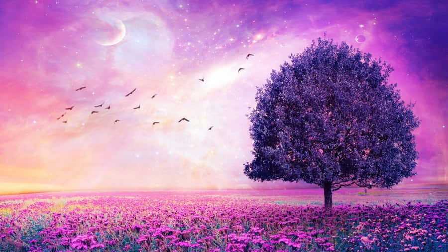 Look Just As Cool As Your Laptop With This Purple Aesthetic Laptop. Wallpaper