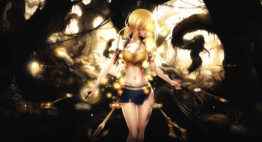 Lucy Heartfilia From Fairy Tail In A Powerful Pose Wallpaper
