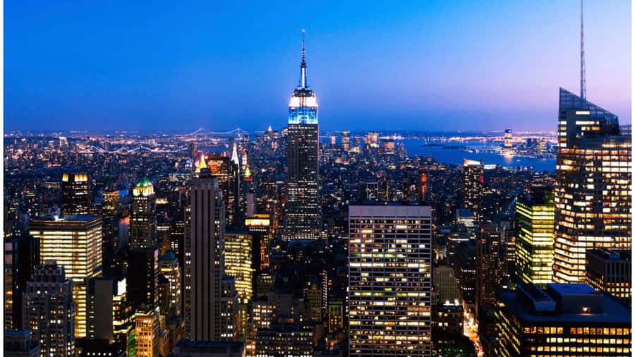 Luminous Lights Adorn The Iconic Times Square In New York City. Wallpaper