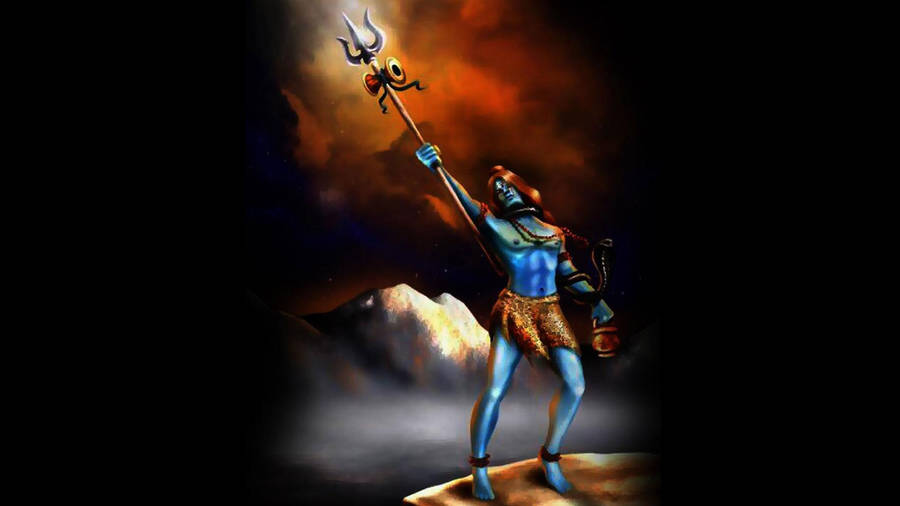 Mahakaal Holding Up Trishula Hd Wallpaper