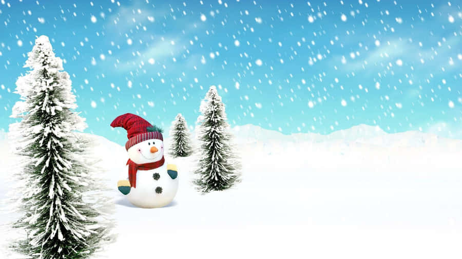 Marvel In The Magical Winter Wonderland With A Snowman Wallpaper