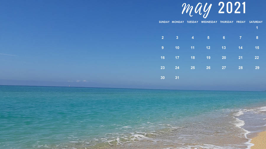 Download free May Blue Beach Calendar 2021 Wallpaper - MrWallpaper.com