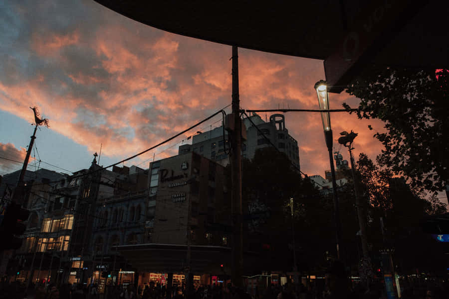 Melbourne Cityscape At Sunset Wallpaper