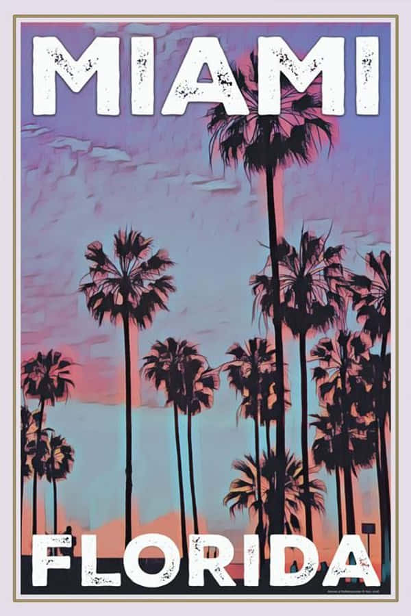 Miami Florida Sunset Art Print By Sarah Mcdonald Wallpaper