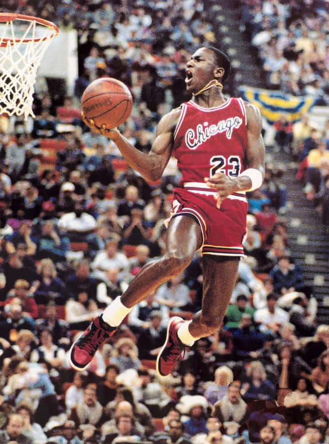 Michael Jordan Executing The Perfect Dunk Wallpaper