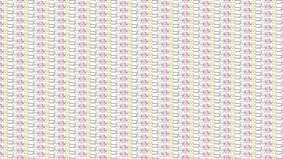 Miniature Marshmallow Cartoon Pattern Wallpaper