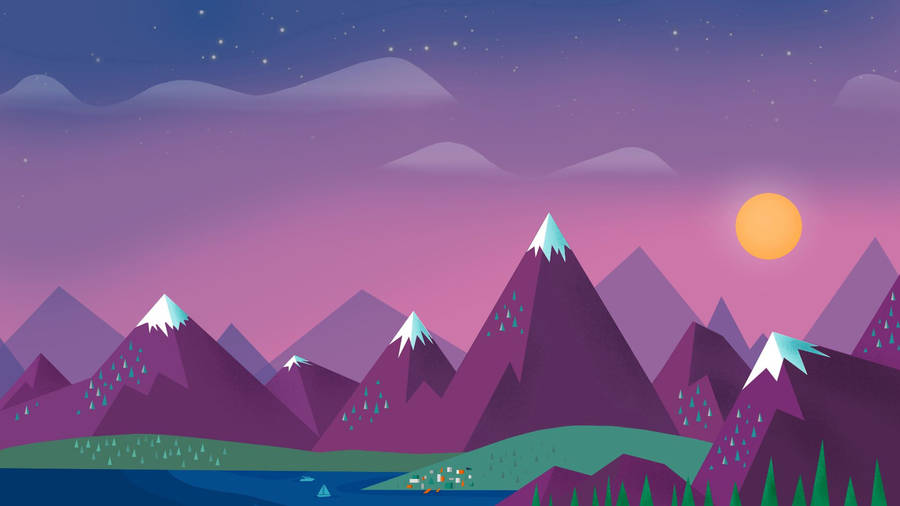 Download free Minimal Purple Mountains Art Wallpaper - MrWallpaper.com