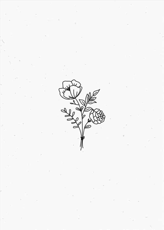 Minimalist Black Flower Art Wallpaper
