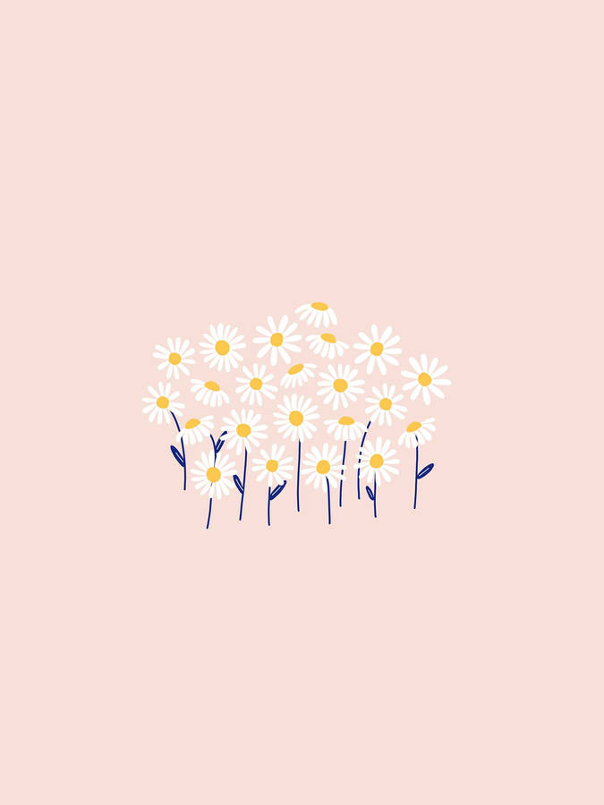 Download free Minimalist Daisy Pink Aesthetic Tablet Wallpaper ...