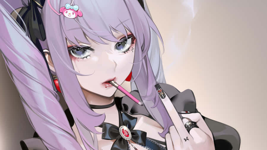 Mysterious_ Purple_ Haired_ Anime_ Girl Wallpaper