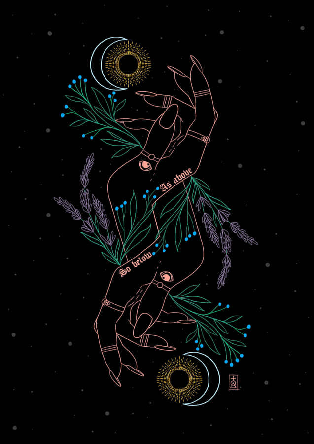 Mystical_ Hands_and_ Cosmic_ Elements Wallpaper