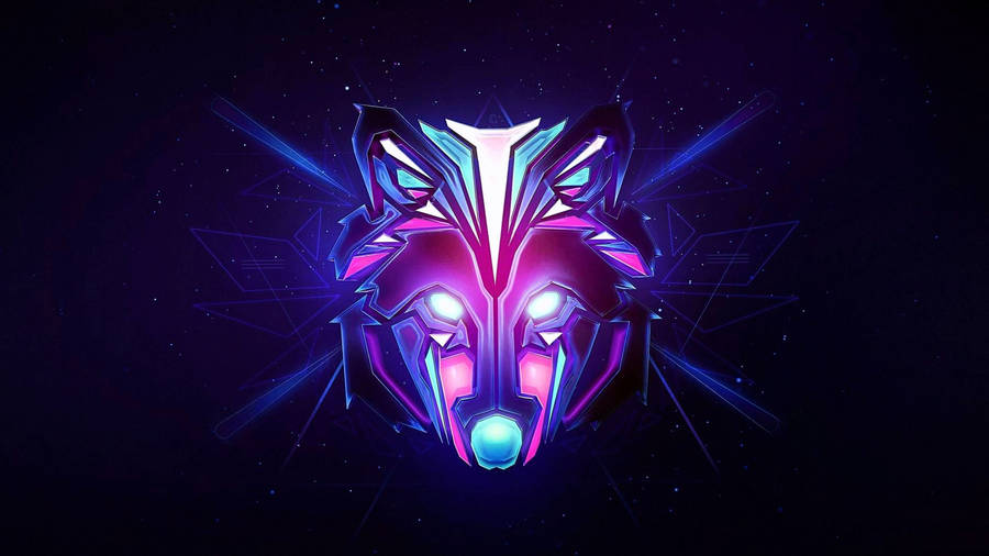 Neon Abstract Wolf Design Wallpaper