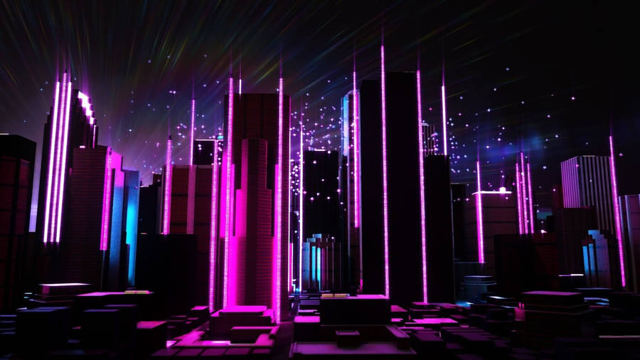 Neon City Buildings Wallpaper