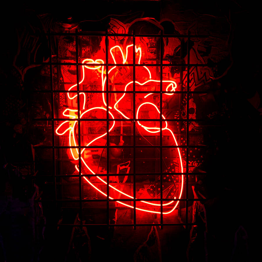 Neon human heart wallpaper