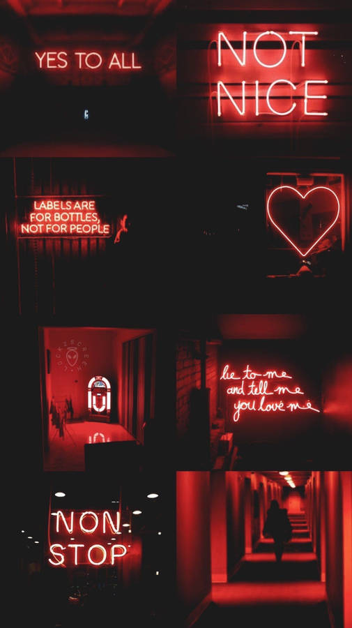 Neon Red Lights Aesthetic Grunge Iphone Wallpaper