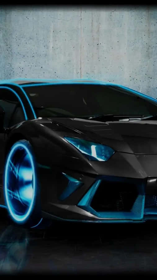 Neon Trimmed Black Lamborghini Wallpaper