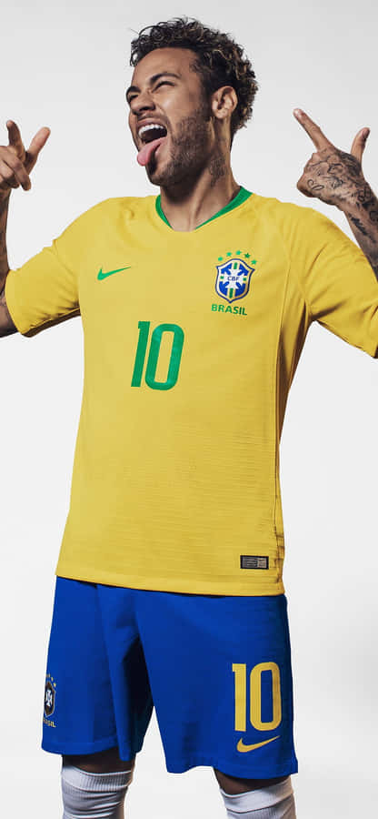 Neymar Sticking Tongue Iphone Wallpaper