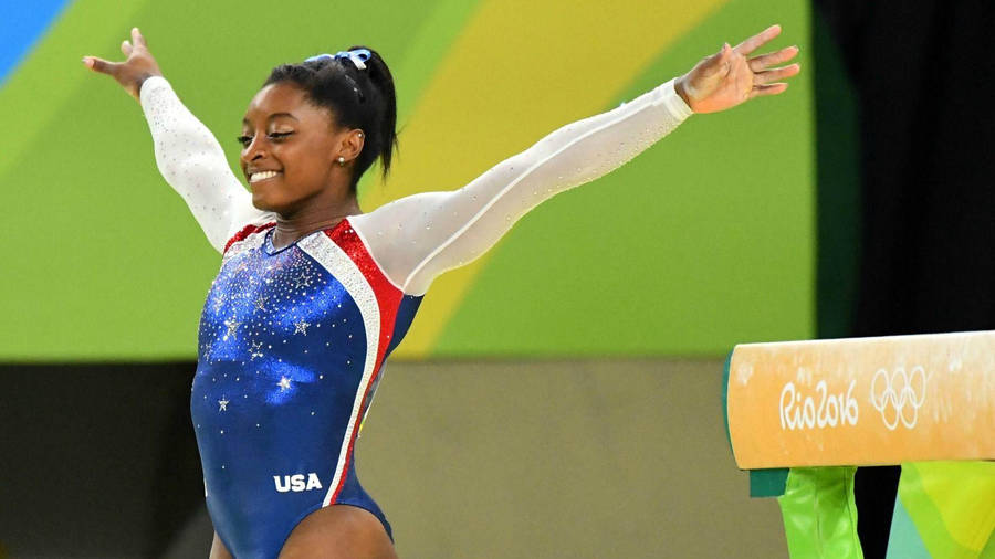 Download free Olympian Simone Biles Arms Out Wallpaper - MrWallpaper.com