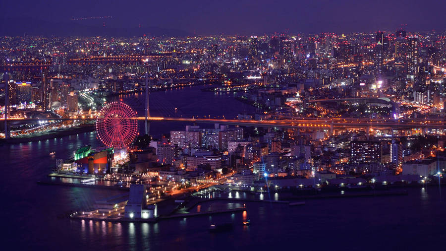 Wallpaper Japan, Osaka, Osaka, city, Japan, night, night, building for  mobile and desktop, section город, resolution 7360x4592 - download