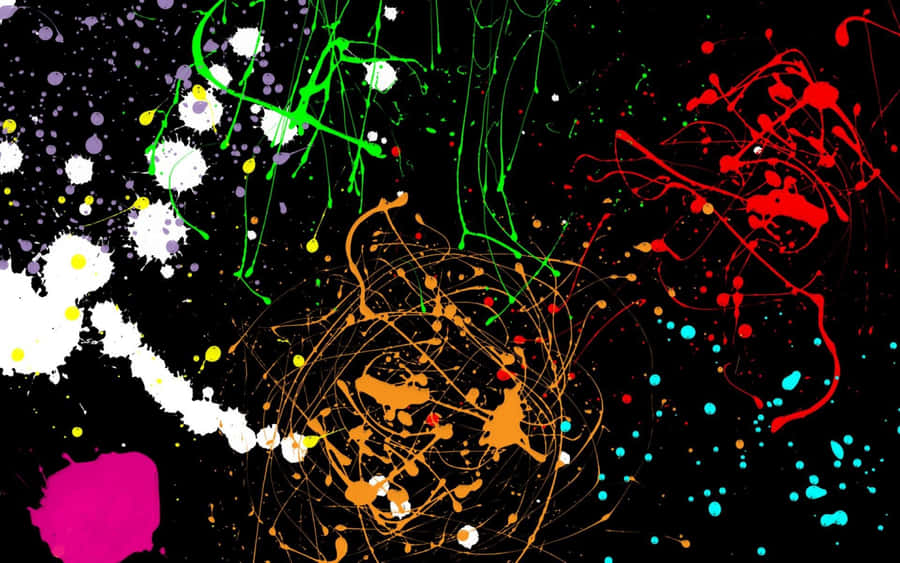 Paint Drip Splashing On Black Canvas Wallpaper