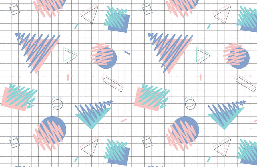 Pastel Aesthetic Grid Geometric Shapes Wallpaper
