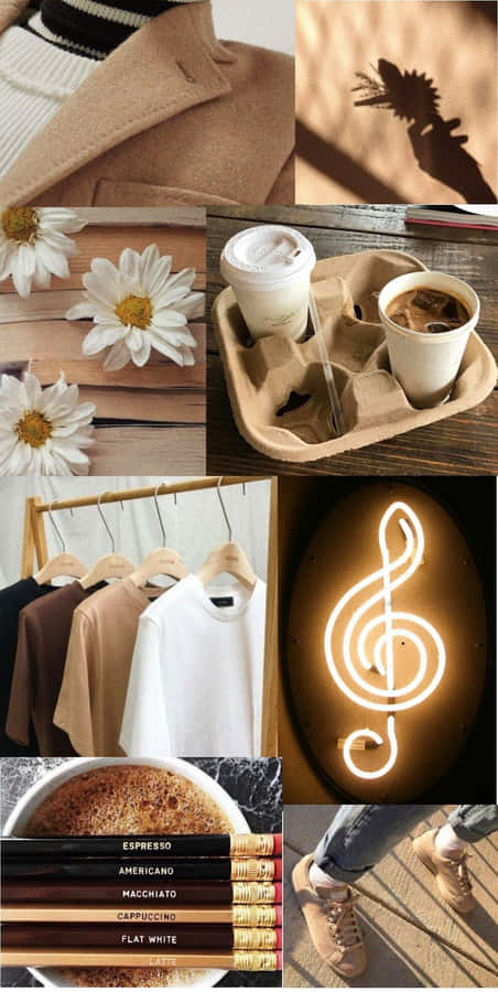 Pastel Brown Collage Wallpaper