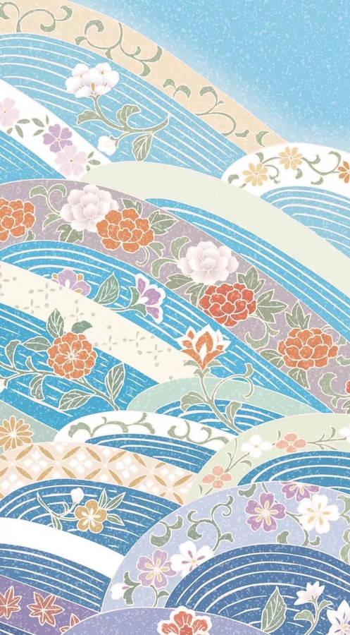 Pastel Floral Sea Pattern Wallpaper
