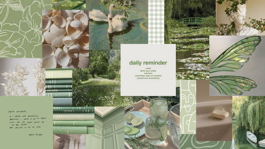 Pastel Green Aesthetic Laptop Daily Reminder Wallpaper