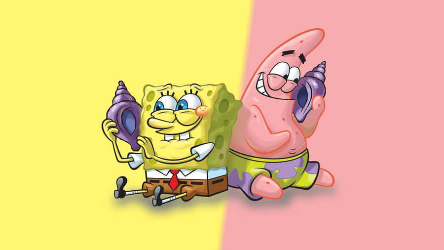 Patrick And Spongebob Aesthetic Illustration Wallpaper