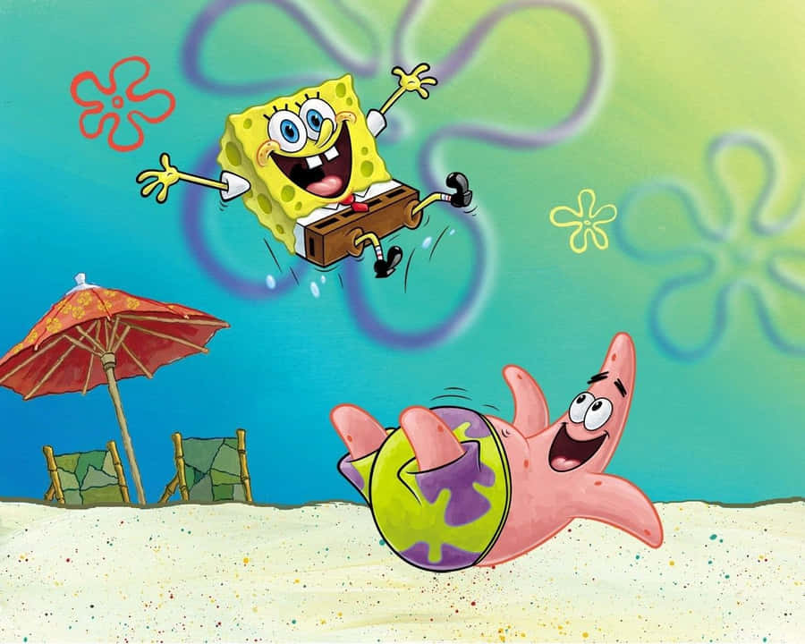 Patrick And Spongebob Playing Around Aesthetic Wallpaper