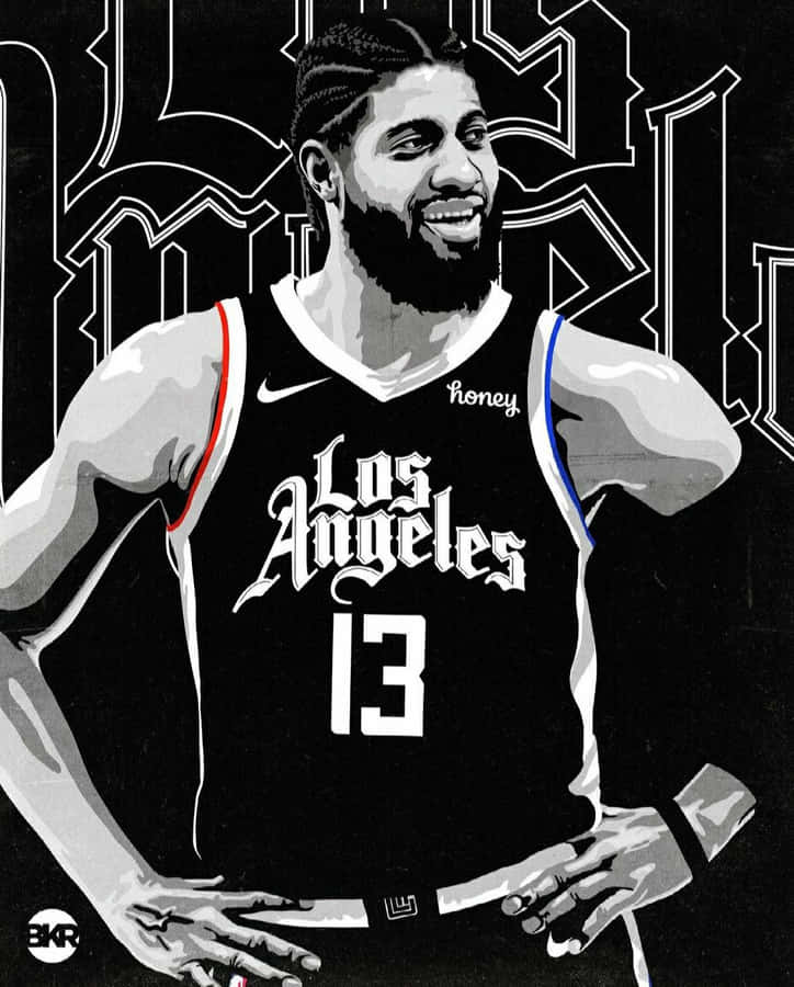 Paul George Clippers Black And White Wallpaper