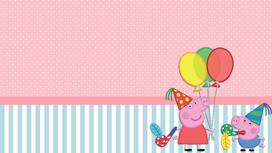 Peppa Pig Party Balloons Wallpaper
