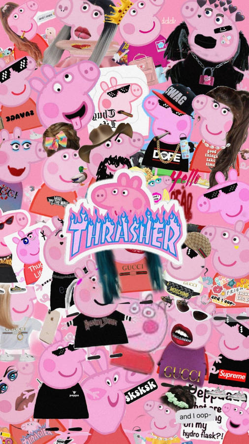 Peppa Pig Thrasher Collage Wallpaper