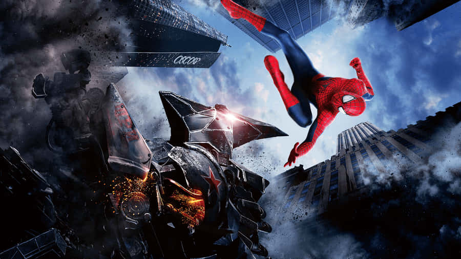 Peter Parker Swings Through The City As Spider Man In 'spider Man 2' Wallpaper