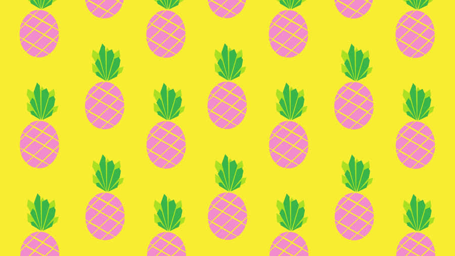 Pineapples On A Yellow Background Wallpaper