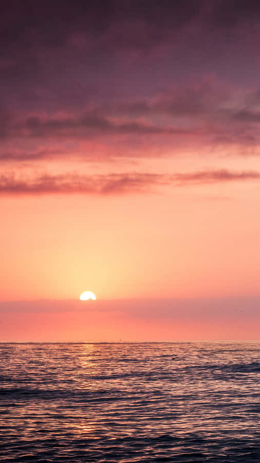 Pink Beach Sunset With Dark Clouds Wallpaper