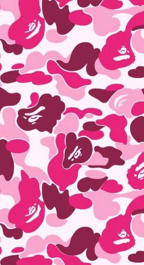 Download free Pink Camouflage Bape Logo Wallpaper 