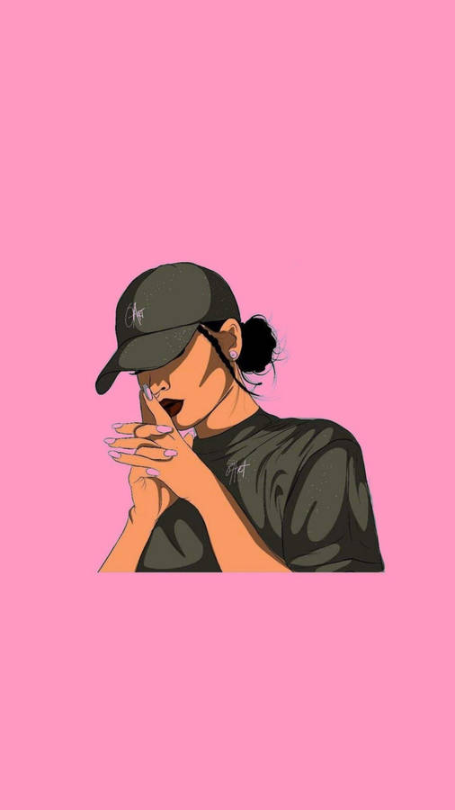 Pink Gangsta Cartoon Lady Wallpaper