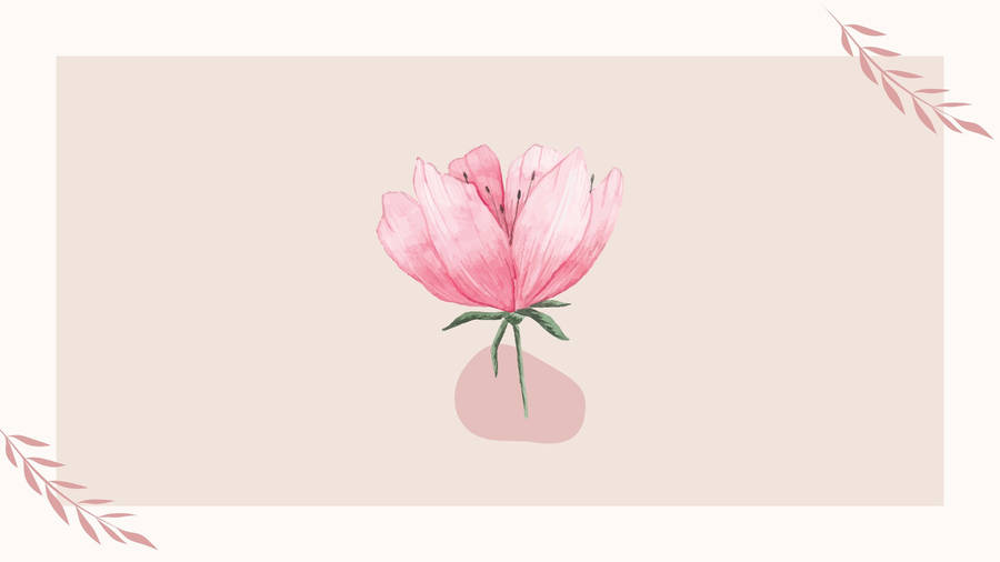 Pink Minimalist Flower Computer Wallpaper