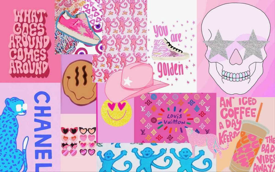 Download Pink Preppy Stars And Bolts Wallpaper