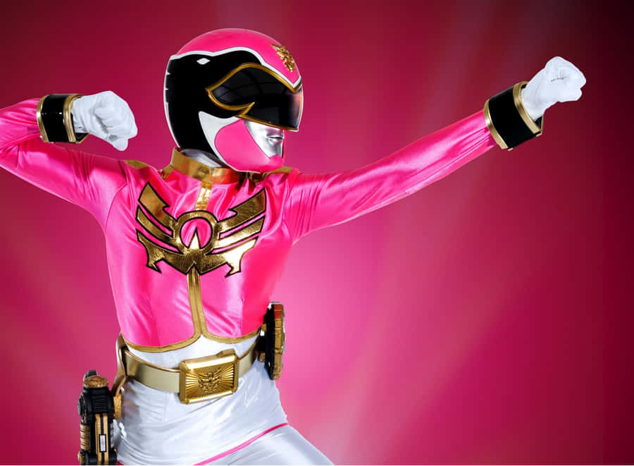 Pink Ranger Pose Powerful Hero Wallpaper