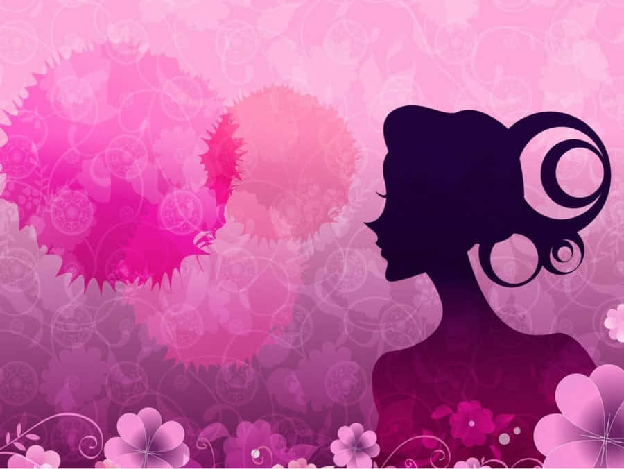 Pink Silhouette Happy Womens Day Wallpaper