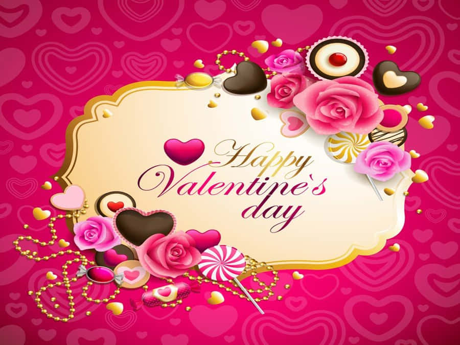 Pink Valentine Day Greetings Wallpaper