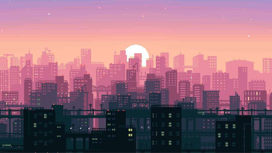 Download Free Pixel Art Lo Fi City Wallpaper - Mrwallpaper.com