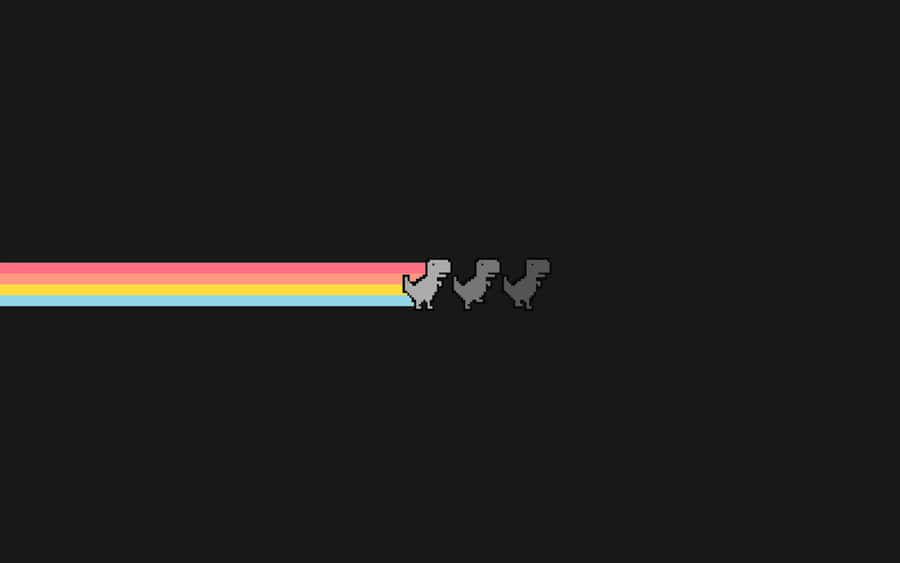 Pixelated Dinosaur Game Obstacles Wallpaper